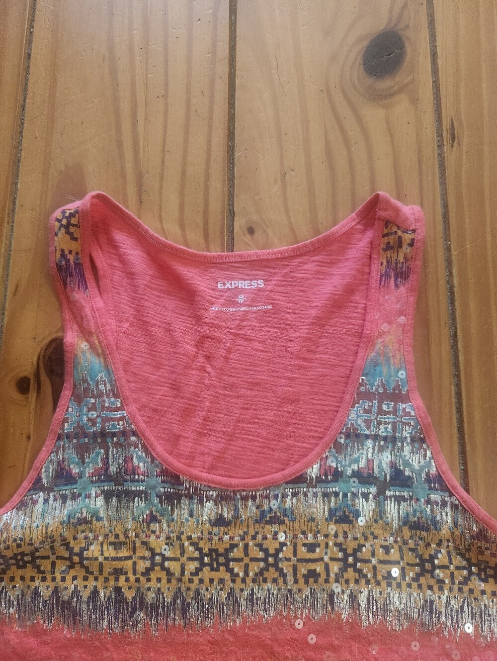 Express Sequin Patterned Tank Top Multi Color Size Extra Small - Picture 2 of 5
